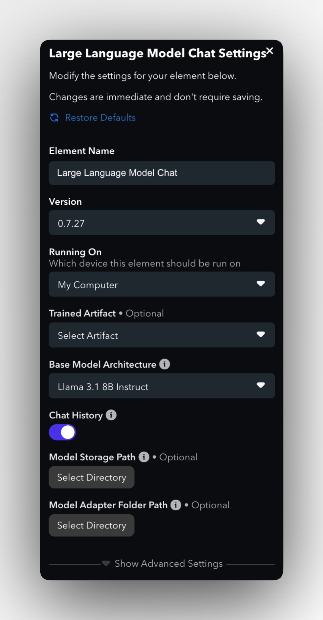 doc-qna-inference-llm-chat-settings.png